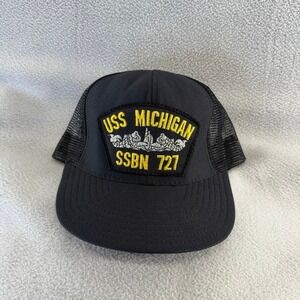 Vintage USS Michigan Hat Adult OSFA Blue SSBN-727 Northstar Submarine USA Made